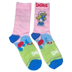 The Smurfs smurfette cartoon women’s Crew Socks size OS  1 Pair pink novelty new